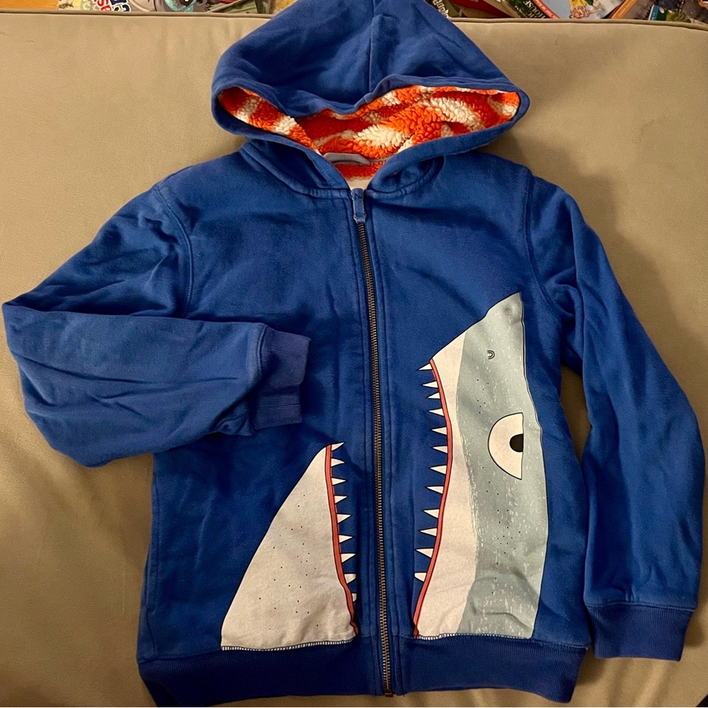 Mini Boden Cozy fleece-lined Shark Hoodie